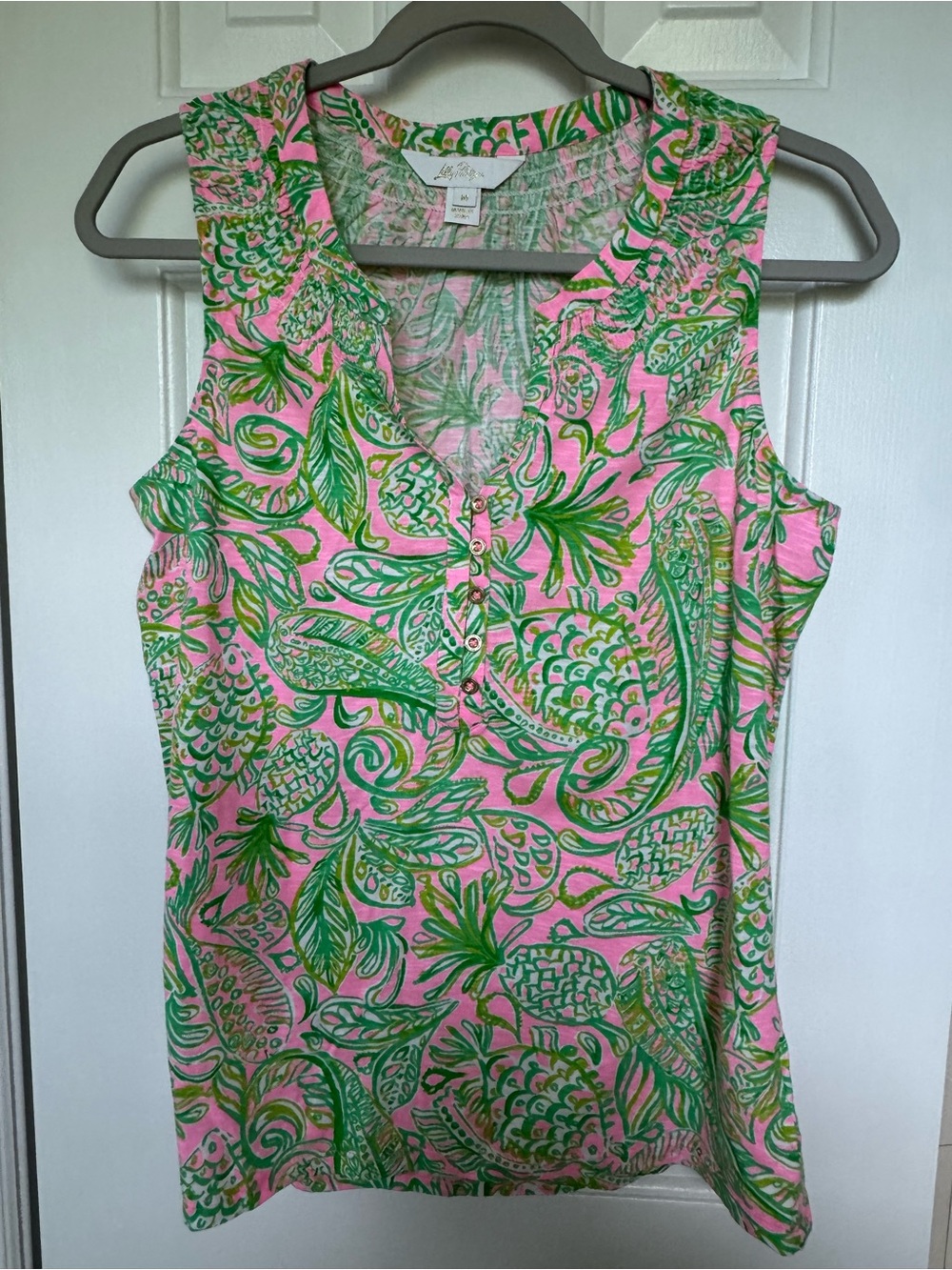 Lilly Pulitzer Pink and Green Printed Sleeveless Top